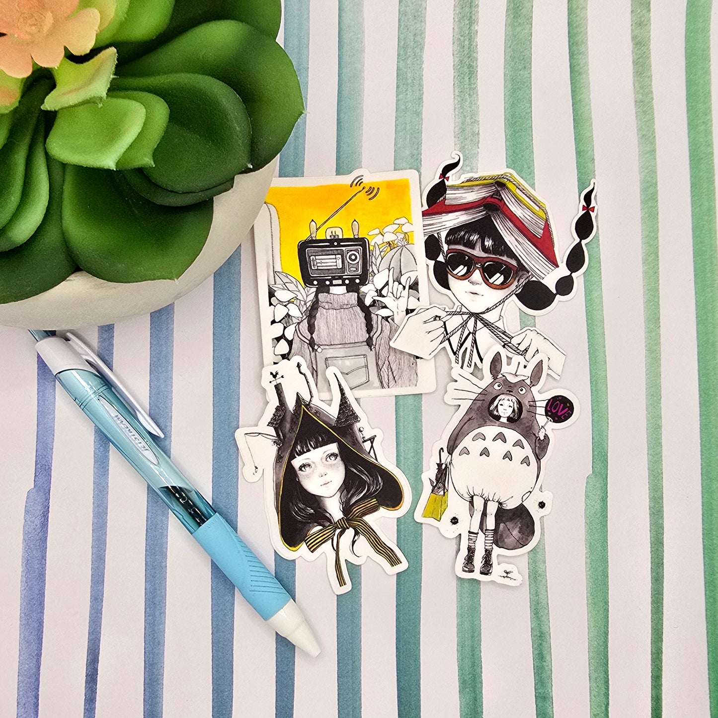 Ink Drawing - 4 Sticker Bundle