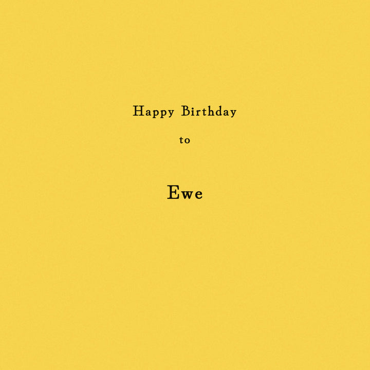 Optional insert with sentiment "Happy birthday to Ewe" printed on it.