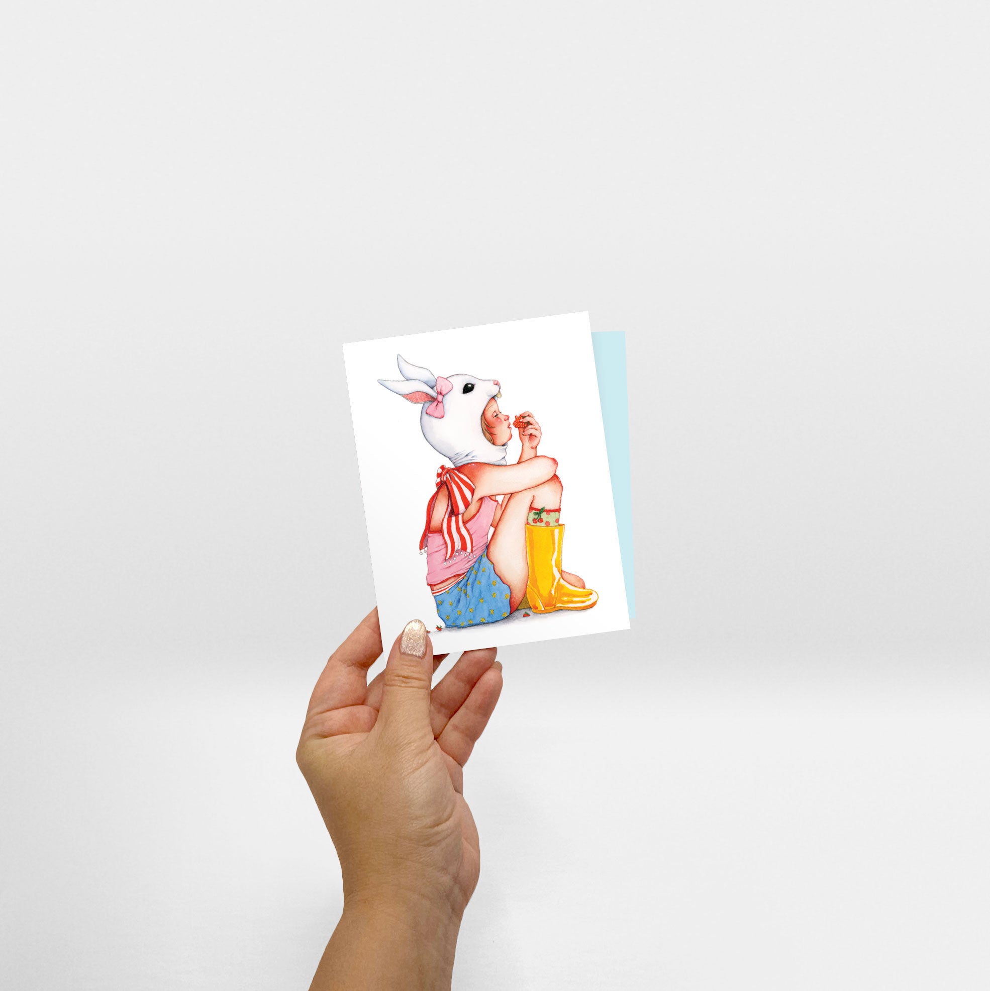 Hand holding Summer Berry Break Greeting card - Sabrina Tanaka Art