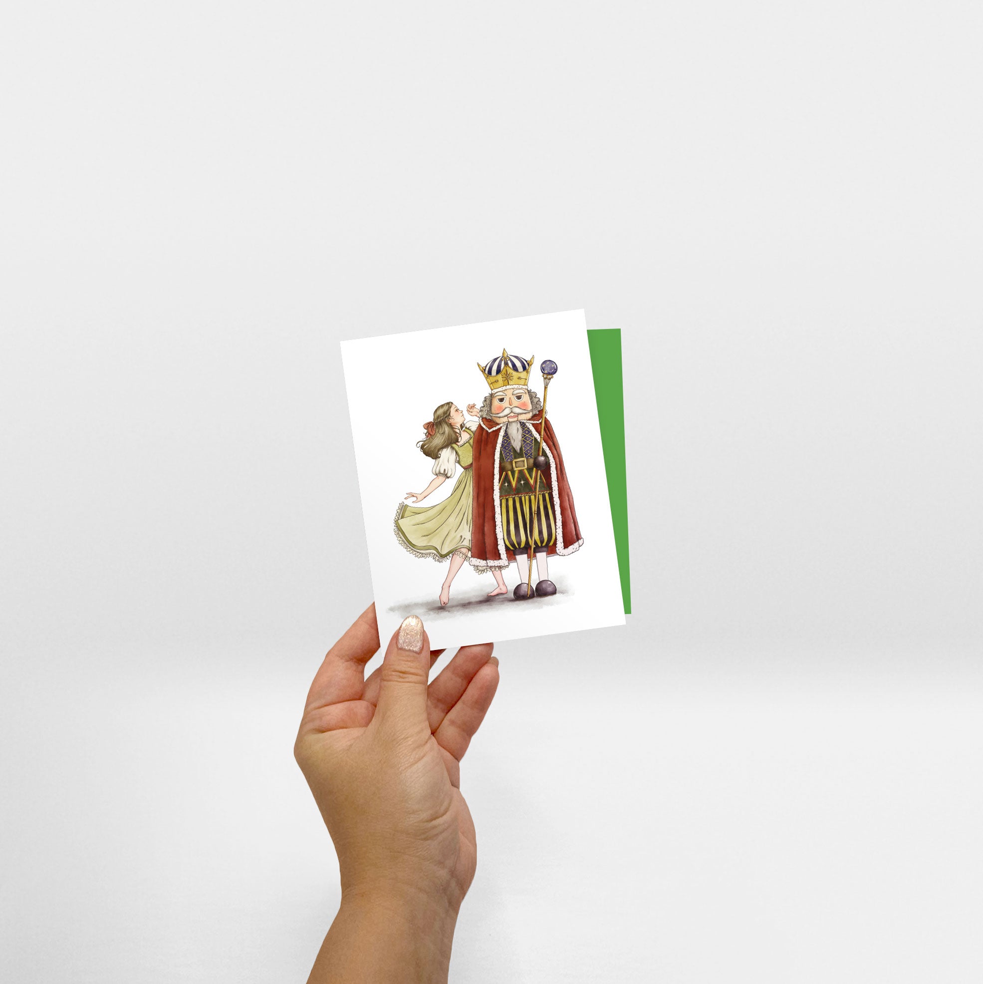 Hand holding Sugar Plum Fairy - Christmas Greeting Card- Sabrina Tanaka Art