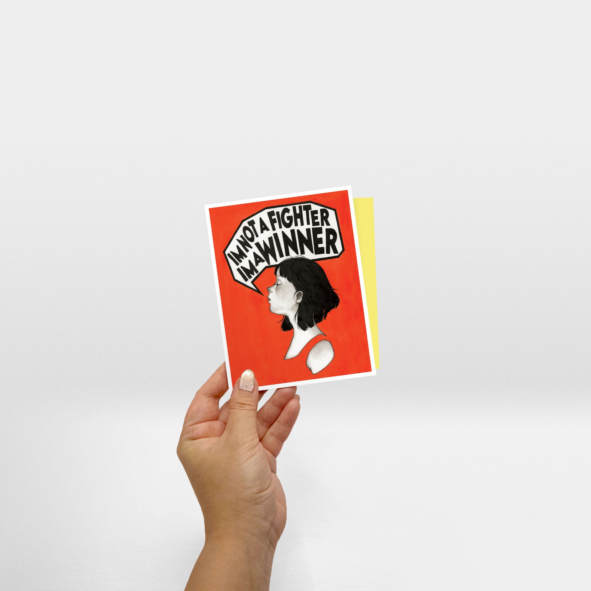 Hand holding A losing Argument Greeting Card - Sabrina Tanaka Art